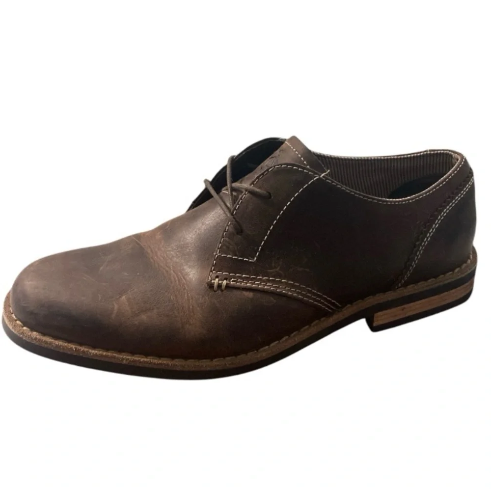 Original Penguin Brown Leather Oxfords Mens 9.5 Waylon Derby Casual Distressed